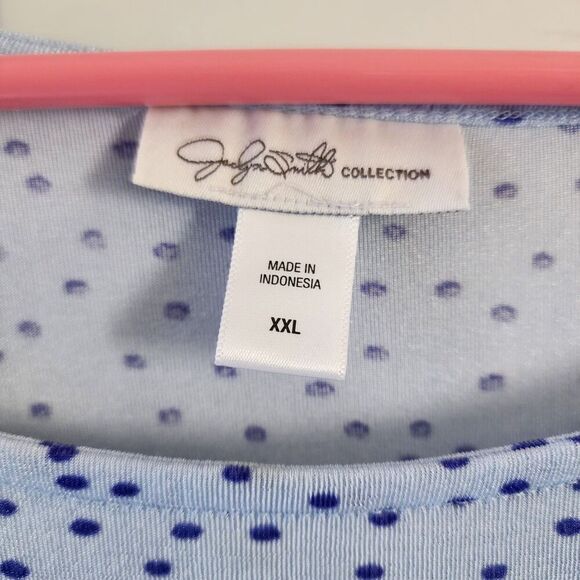 Jacklyn Smith Collection Dress Women XXL Blue Polka Dot Short Sleeve Casual - Picture 3 of 8